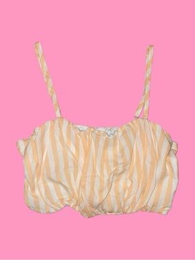 wild fable Yellow Cream Striped Spaghetti Strap Crop Top